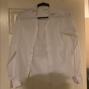 White Calvin Klein dress shirt.